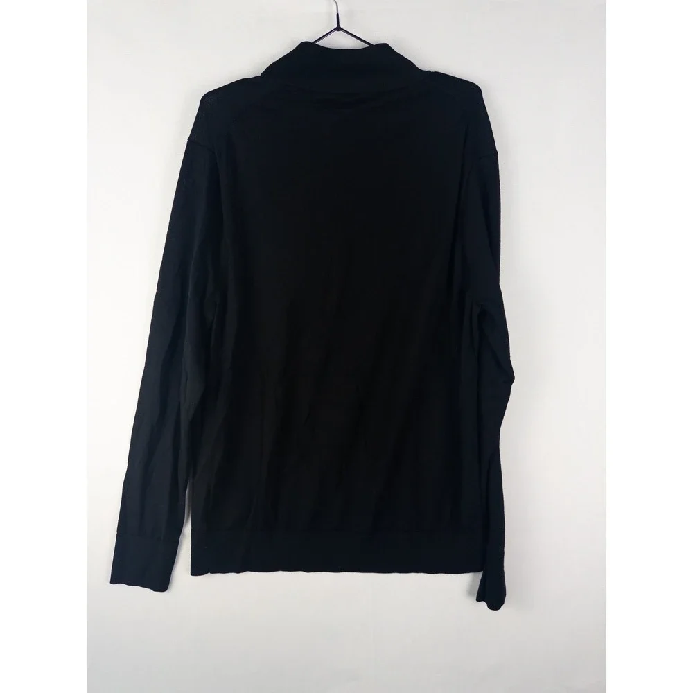 Brooks Brothers Brookstech Merino Wool Quarter Zip Sweater Mens L Black Quiet Lu